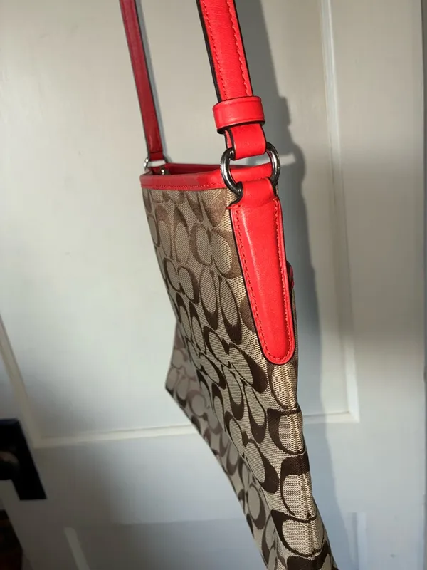 Coach Signature Canvas File Crossbody Bag Khaki/Classic Red F36378 - Image 10