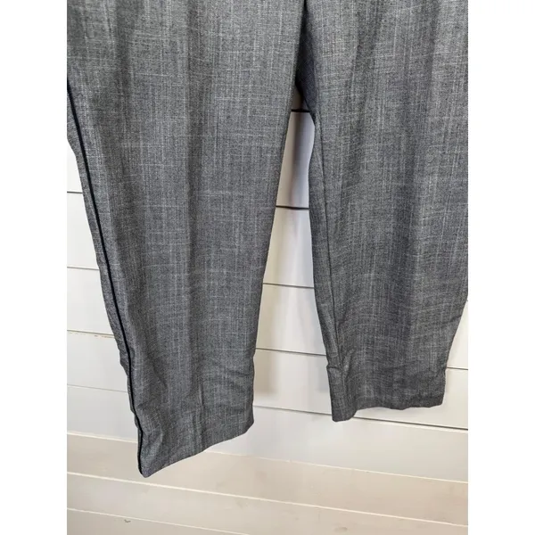 Old Navy Grey Flat Front Dress Trousers Black Side Stripe Modern Size 14 Pants - Image 5