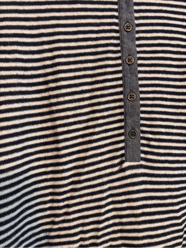 Anthropologie Postmark Navy Blue Striped High Slit Henley Tunic Top Midi Dress - Image 6