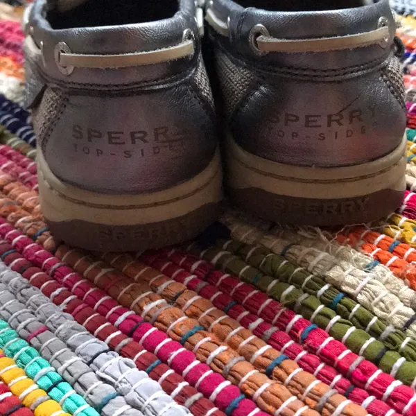 Sperry Metallic Pewter Leather Boat Shoes - Image 5