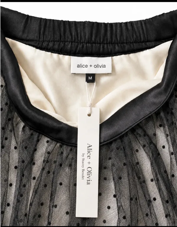 Alice + Olivia Camille Polka Dot Tulle Pouf Midi Skirt Black M NWT $495 - Image 4