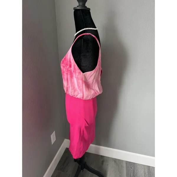 Alice + Olivia Silk Bodice Bodycon Dress Hot Pink Fuchsia Open Back XS - Image 5