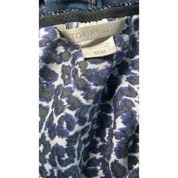 Victoria's‎ Secret Romper Teddy Leopard M Blue Lace Trim Adjustable Straps Satin - Image 4
