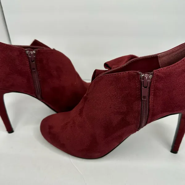 Call it Spring Womens size 9 Vegan Suede Heel Booties Ruffle Shoes Red 4 inch - Image 10