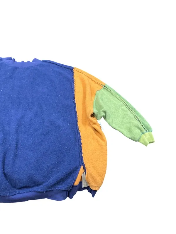Free People wms colorblock raw blue green oversized sweater shirt sz L SKU 10746 - Image 6