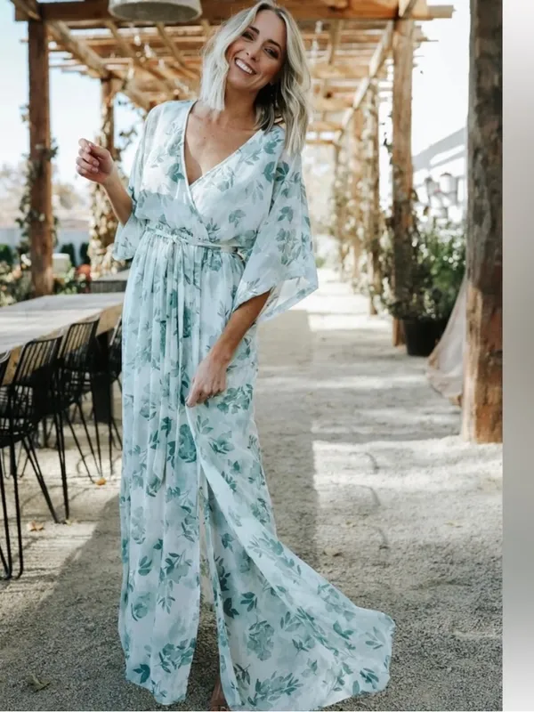 NWT Baltic Born Kia Kimono Maxi Dress Sage Floral M Romantic Coquette Fairycore - Image 2