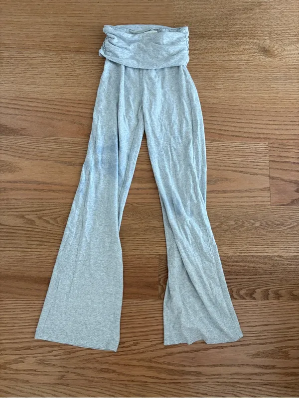 Abercrombie & Fitch Light Gray Wide-Leg Fold-Over Waist Pants - Image 2