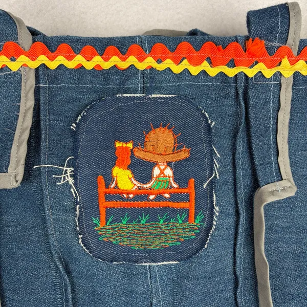 2000s Handmade Patchwork Denim Tote Bag Cottagecore Autumn Whimsy Thanksgiving - Image 9
