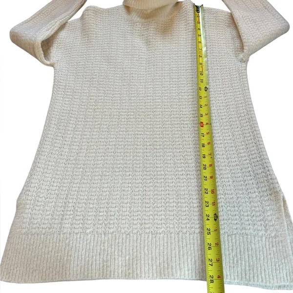 Theory Wool Oversized Turtleneck Tunic Sweater Womens Small Ivory Chunky Knit - Image 10