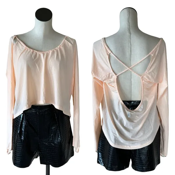Nwt Free People Movement Open Back Long Sleeve Top Thumbhole Large - Image 2