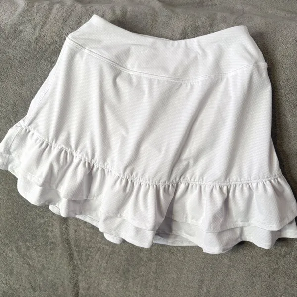 X By Gottex White Ruffle Hem Athletic Tennis Skort XS Activewear Golf Mini Skirt - Image 3