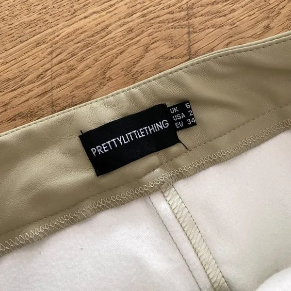 PrettyLittleThing - Faux Leather Pants in Beige - Image 4