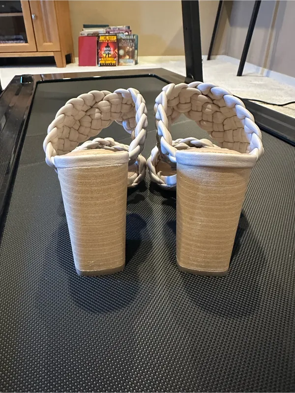 Steve Madden Braided Double-Strap Heeled Sandals — Cream - Image 3