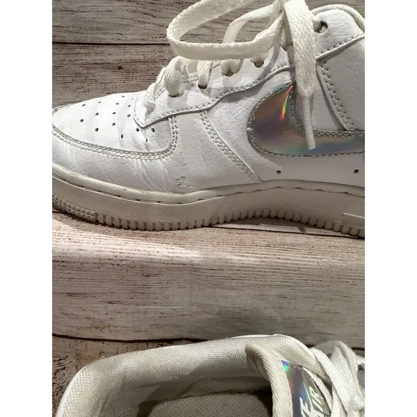 Nike Womens Air Force 1 Low Iridescent Swoosh White CJ1646 100 Sneakers Size 6 - Image 4