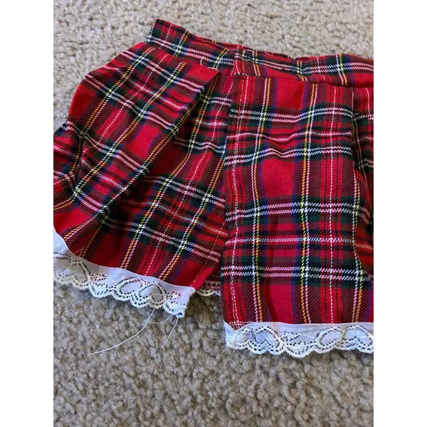 xs woman mini tiny skirt plaid Red - Image 2