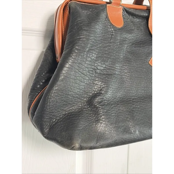 Katherine Ward Vintage Doctor Satchel Black Tan Leather Handbag USA Handbag - Image 3