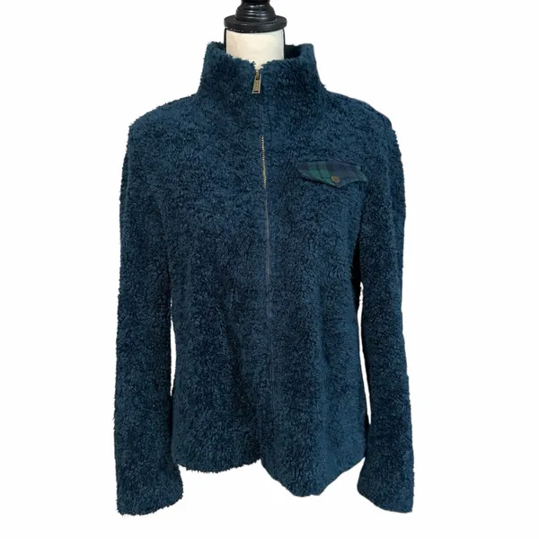 Pendleton Women's Blue Deep Pile Sherpa Teddy Jacket Sz M Cozy Fuzzy Winter - Image 2