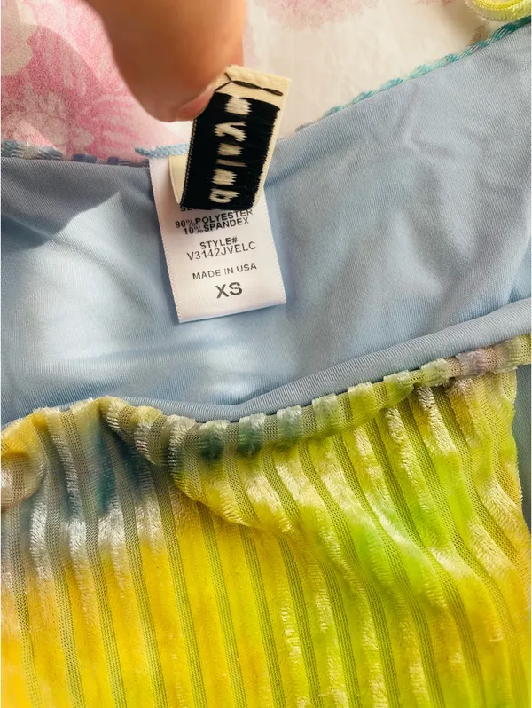 Dippin Daisys Rainbow Pastel Tie Dye Ribbed Velour 2 Piece Bikini Set Size XS - Image 8