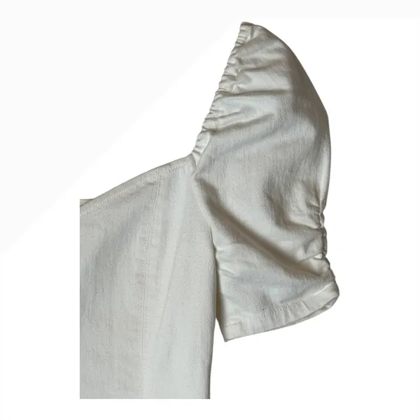 Alice+Olivia Dress Women 0‎ White Vintage Sugar Denim Mimi Puff Sleeve Mini - Image 6