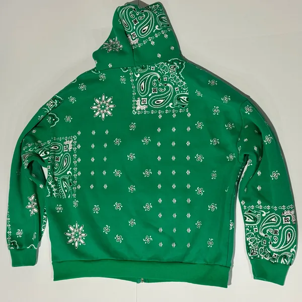 Edikted Green Bandana Paisley Oversized Zip Hoodie M/L - Image 4