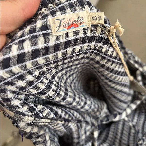 Faherty Sylvie Dress Blue Gingham Smocked Tiered Maxi WDU1931-BGI Womens‎ XS NEW - Image 8
