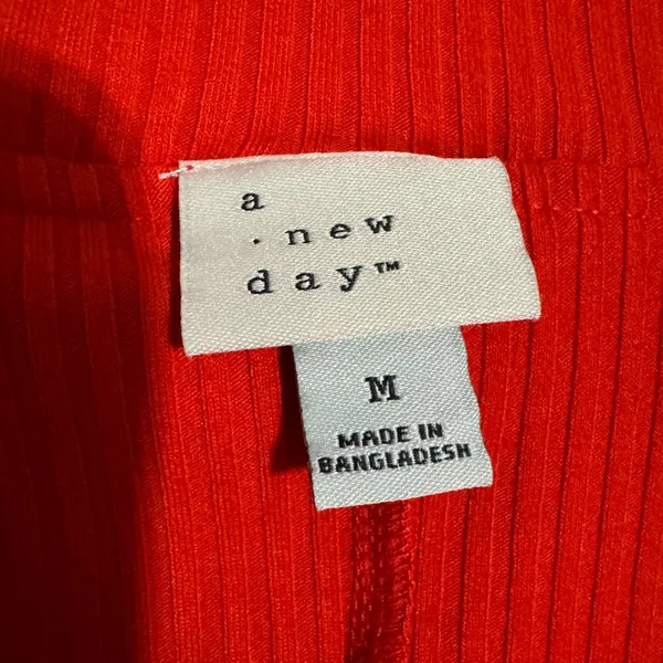 A New Day Womens Medium Top Red Ribbed‎ Off The Shoulder Bardot Knit Stretch - Image 8