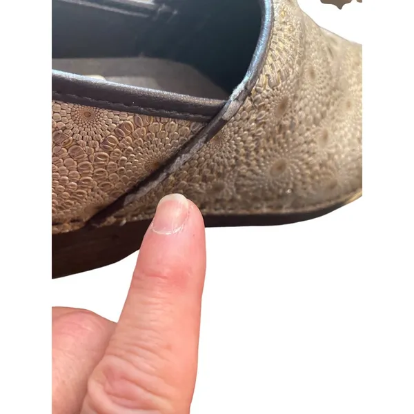Dansko XP wms tan leather geometric nursing clogs shoes sz 41/10.5-11 SKU 9964 - Image 11