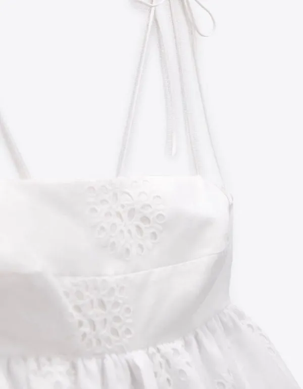 dress mini crochet balloon embroidered white boho vacation casual summer - Image 11