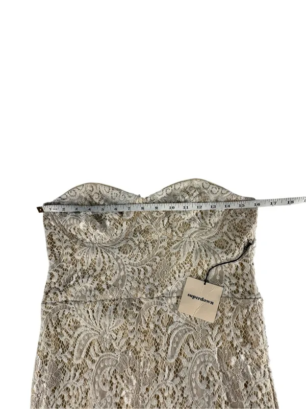 Superdown Kendall Lace Mini Dress L White Cream Strapless Eyelash Lace Bodycon - Image 11