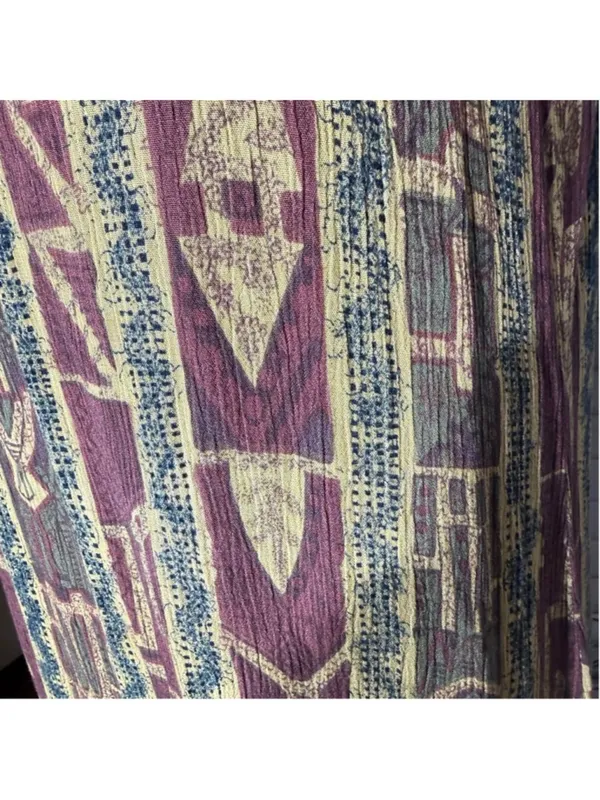 Vintage 90s boho maxi dress brown green ethnic art Western hippie Southern 12 L - Image 10