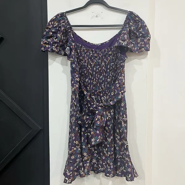 NWOT Band Of The Free Purple Floral Coraline Mini Dress Size Medium - Image 4
