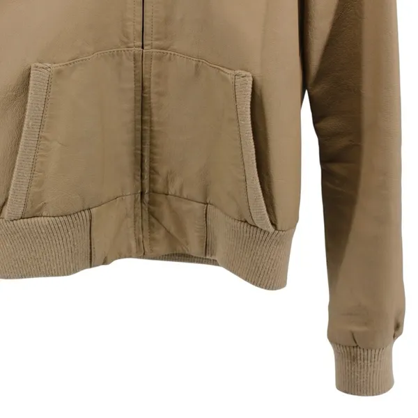 Vintage Y2K Buckle Tan Leather Hooded Granola Girl Moto‎ Jacket Size M - Image 4