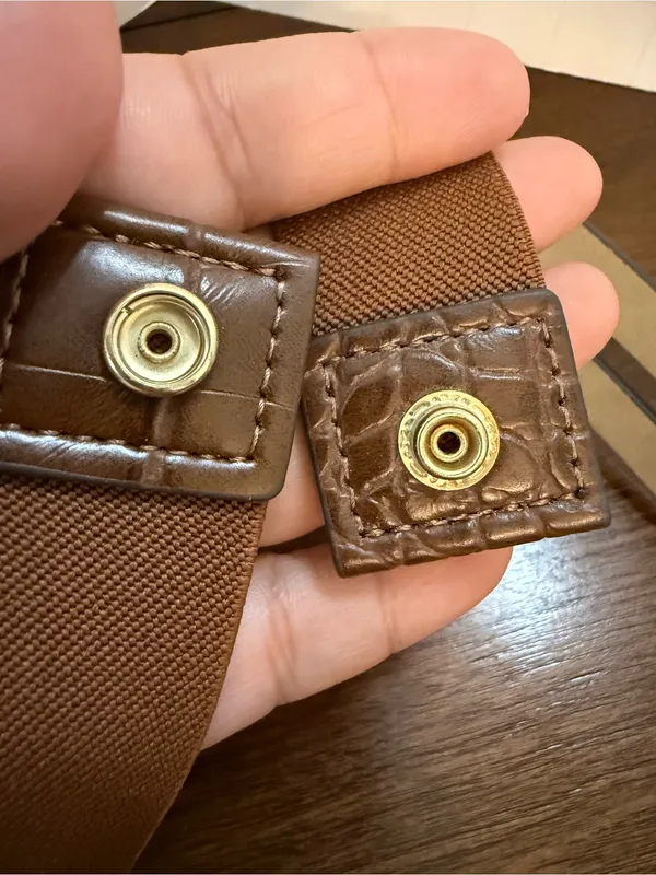 Something Navy Brown Faux-Croc Thin Belt with Gold Ring Accent S/M - Image 5