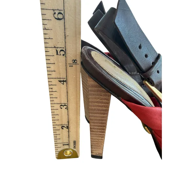 L.A.M.B. Gwen Stefani Tamika Red Brown Leather Slingback Heels Size 7 Punk Edgy - Image 9