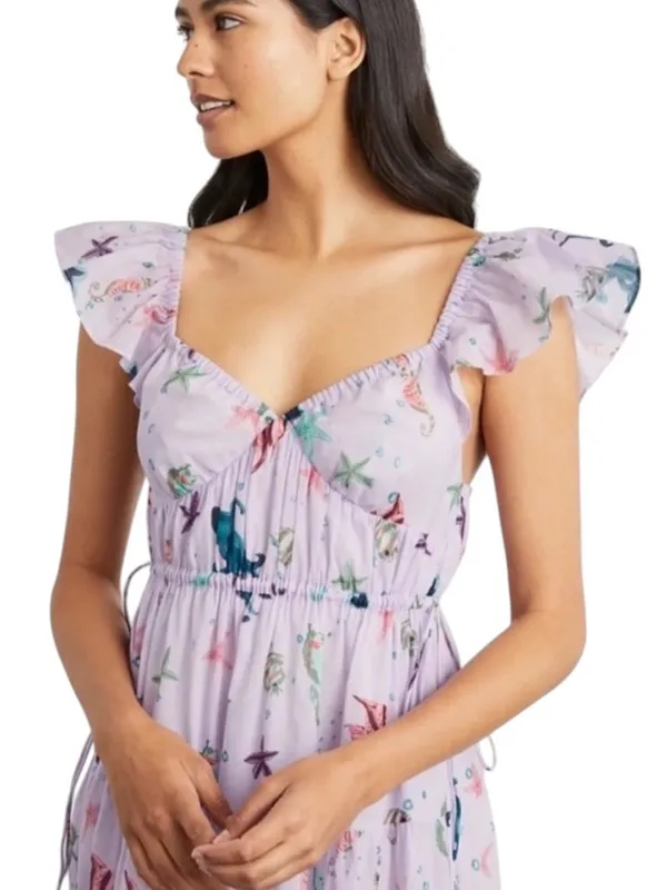 Hill House Cotton Lucia Dress in Sea Creatures Lilac Purple Size S - Image 11