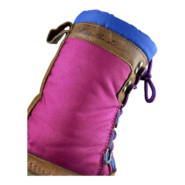 90s Vintage Eddie Bauer Duck Boots Womens 6 Colorblock Teal Magenta Blue Rare - Image 3