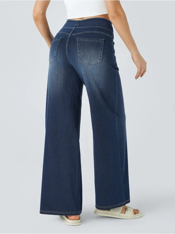 Halara Flex High Waisted Wide Leg Denim Jeans Tall M NWT Stretch Baggy Pockets - Image 2