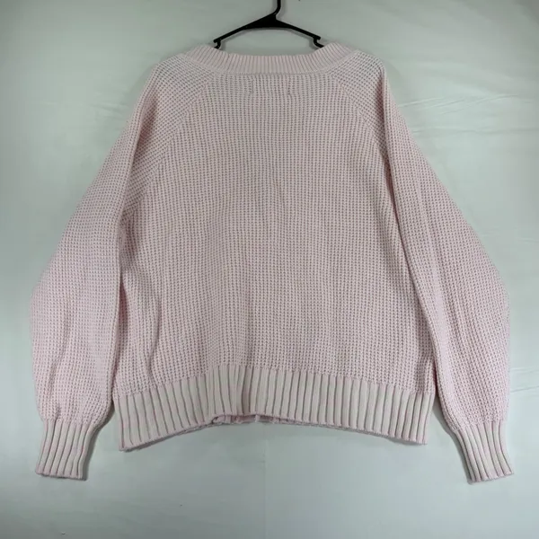 KBB by Kahlana Pink Waffle Knit Oversized Button Front Cardigan Sweater Small - Image 8