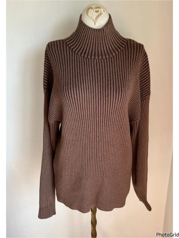 Varley Brown Mayfair Mockneck Knit Sweater Small - Image 2