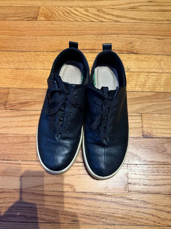 Ecco All Leather Sneakers Casual Low-Top classic preppy minimalist Black unisex sz 40 - Image 2