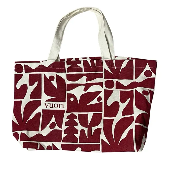 VUORI Tote Bag Limited Edition Holiday 2025 Canvas Maroon White Large Bag - Image 2