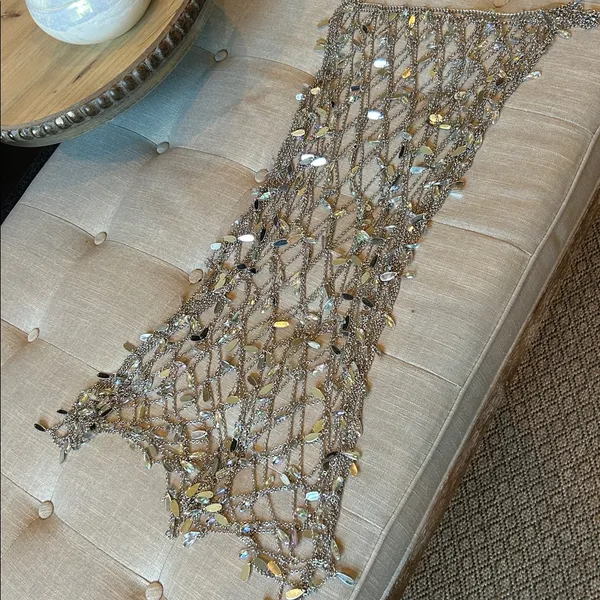 Non Signe Asymmetrical One Shoulder Tear Drop Chandelier Chain Dress - Image 11