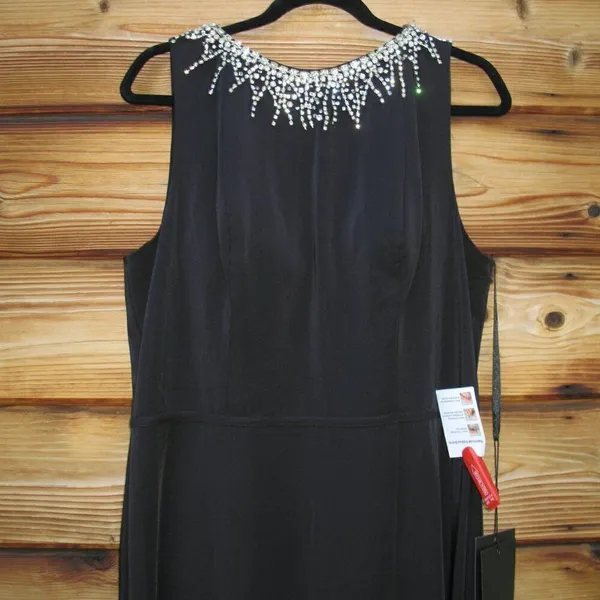 Mac Duggal 26516 Sleeveless Rhinestone Collar Column Gown Black 16 - Image 8
