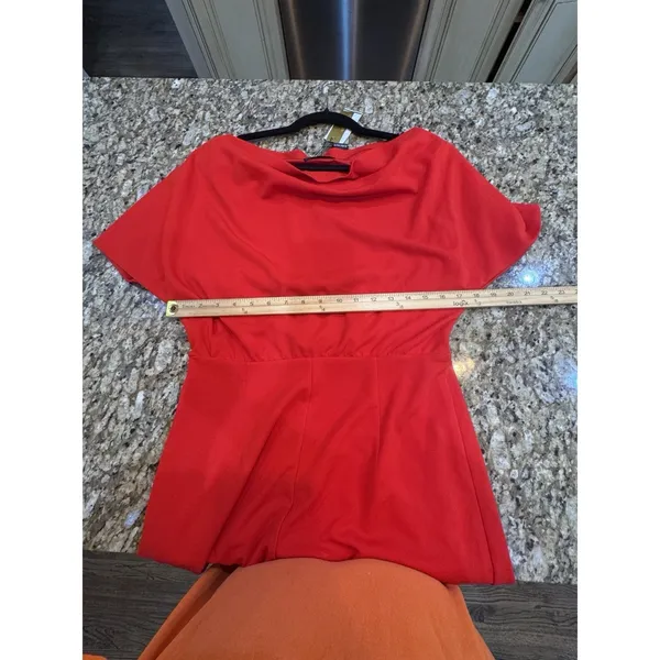 ALEXIA ADMOR Draped Shoulder Mini A-Line Dress Red‎ Size Medium - Image 9