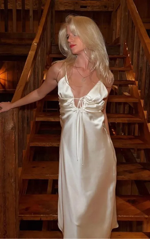 Zara dress midi maxi ivory satin tied slip evening summer wedding party - Image 10