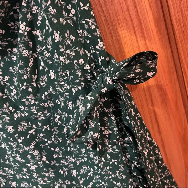 Reformation Camii Long Sleeve Chiffon Minidress‎ in Green Floral Parsley Size 0 - Image 8