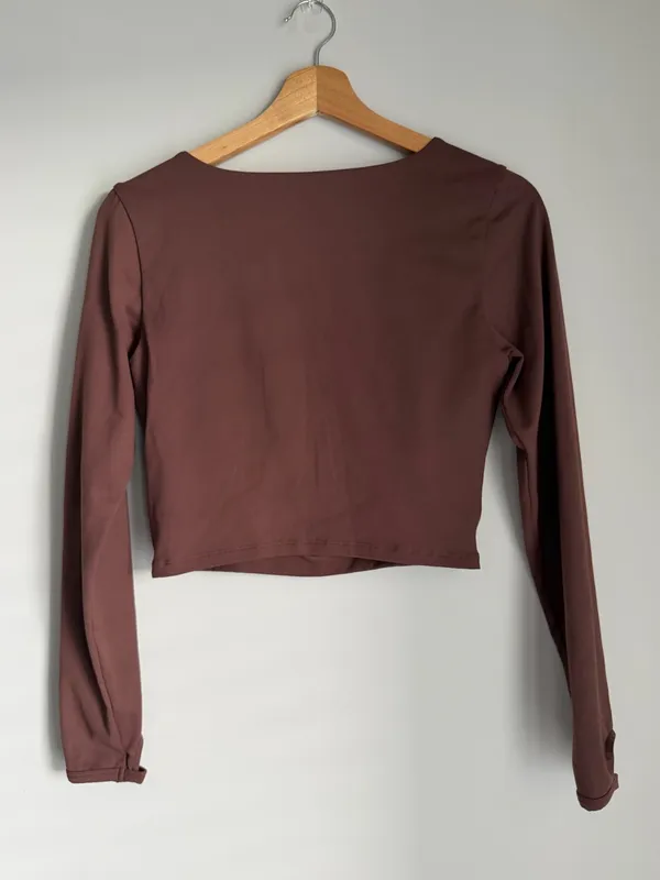 Pink Lily Size Medium Brown Athleisure Athletic Top - Image 3