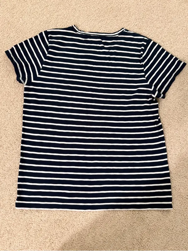 J.Crew Fishy Collector Tee XL Navy‎ Stripe Fish Print Cotton Coastal Top - Image 4