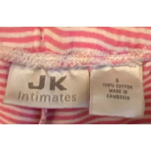 JK Intimates Pink White Striped Drawstring Capri Pajama Pants Women's Sz Small - Image 6