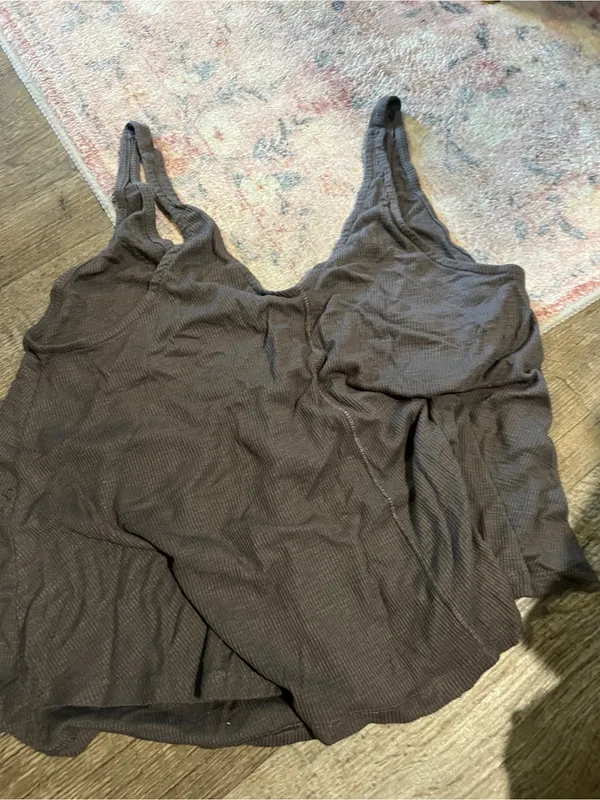 Free people intimately Waffle Knit Scoop Neck Tank Top - Charcoal - Image 3
